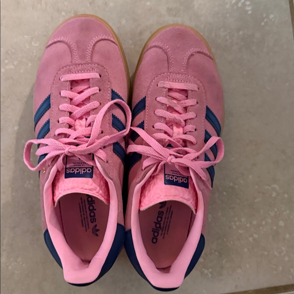 adidas Gazelle Pink and Navy Athletic Shoes - Picture 8 of 10